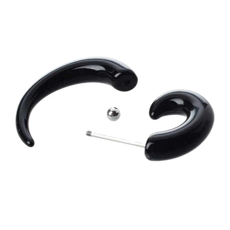 

Black Acrylic 6mm Fake Spiral Ear Expander Stud Earring