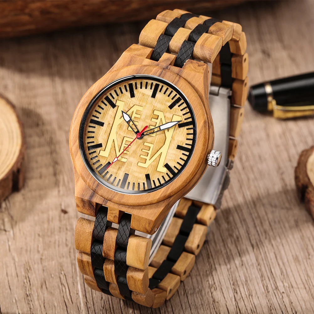 

Часы мужские кварцевые с деревянным рисунком, простые повседневные, с деревянной пряжкой, циферблат с цифровыми цифрами, подарок