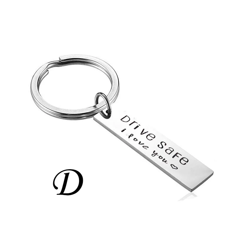 Hot Sale Couple Car Keychain Fashion Men Women Simple Keychains Stainless Steel Pendant Key Accessories Drive Safe Chain | Украшения и