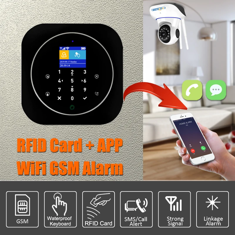 Wi Fi GSM домашняя сигнализация Система IOS Android Tuya приложение RFID LCD сенсорная