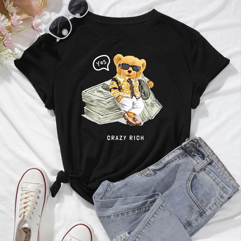 Модная футболка с изображением медведя против морщин индивидуальная Спортивная