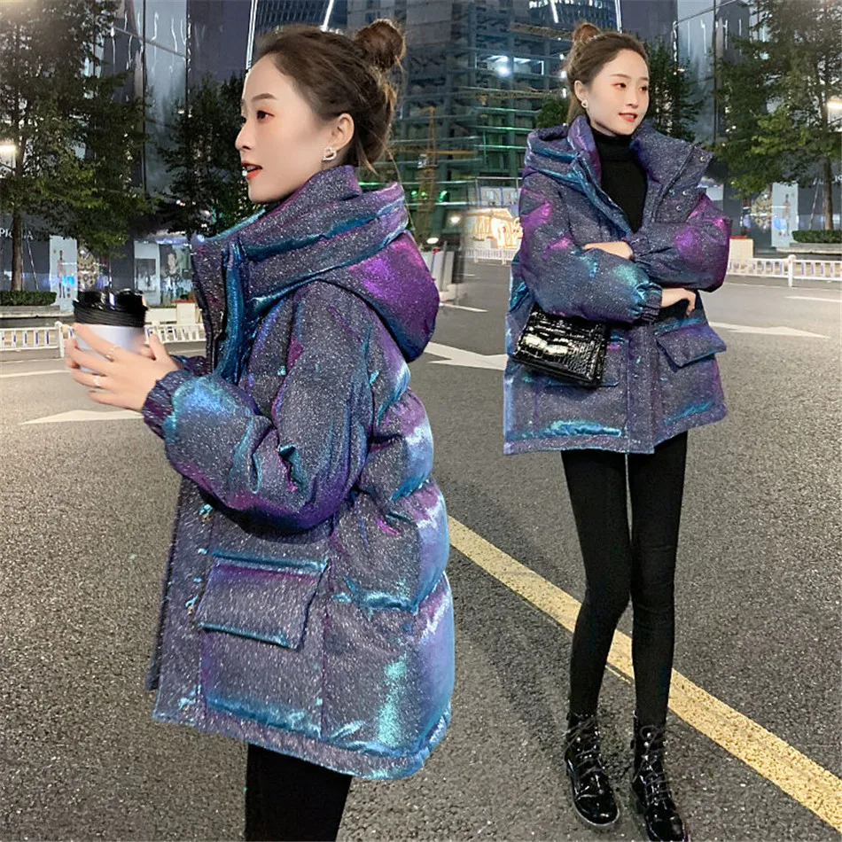 

Starry Sky Glossy Winter Parkas Women Jacket Thick Warm Down Cotton Jacket Fashion Padded Parka Coat Female Outerwear CT0144