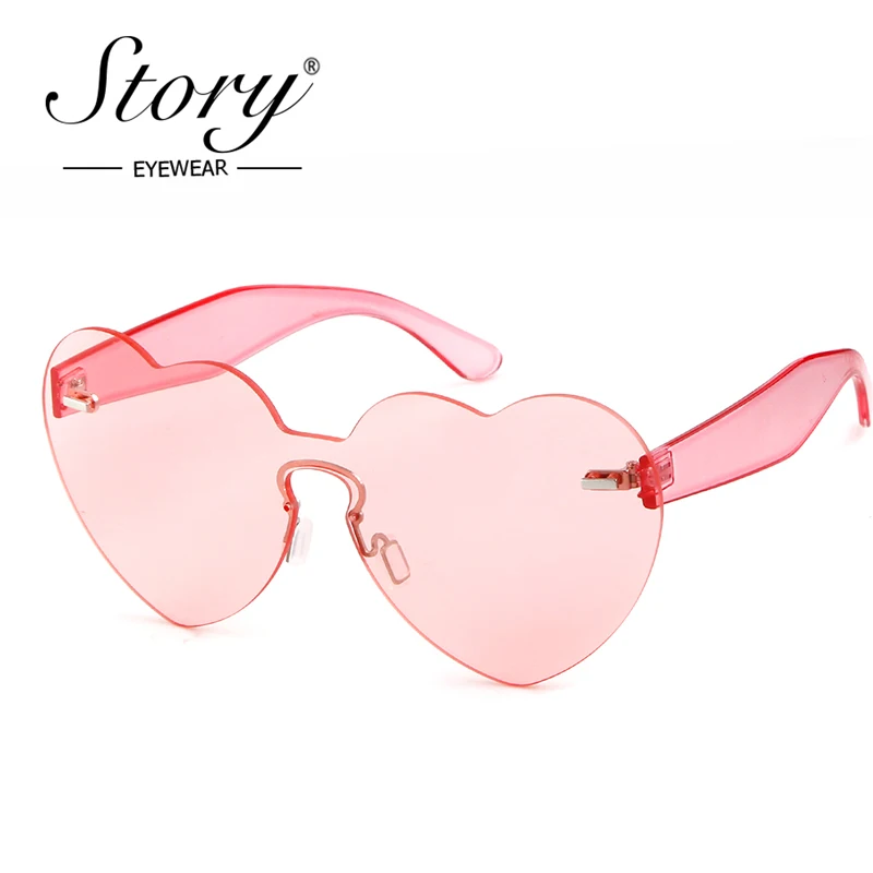 История 2018 без оправы оттенок прозрачные линзы солнцезащитные очки модные форма