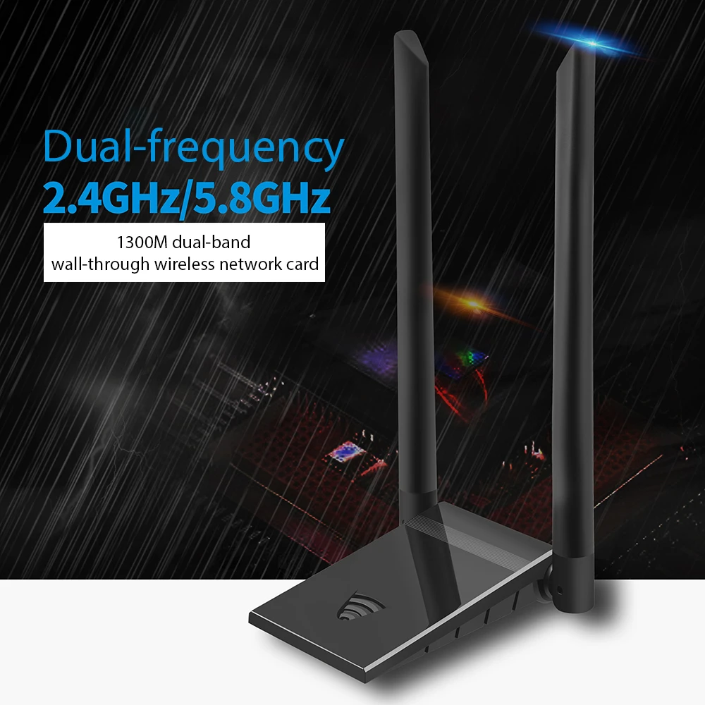 

USB 3.0 Wifi Adapter 1300Mbps Dual Band Antenna 2.4G 5.8G Ethernet Network Card Receiver Wireless Wifi USB Dongle For PC Laptop