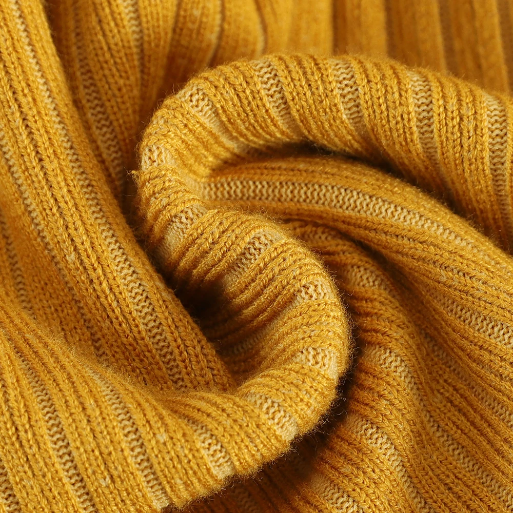 SINGRAIN женское Полосатое трикотажное платье + вязаный свитер с пышными рукавами