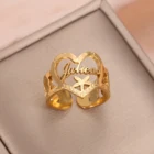 Кольцо с именем на заказ, кольцо с именем на заказ с сердцем, позолоченное золото 18 карат, нержавеющая сталь, брикет для женщин, подарок на день матери