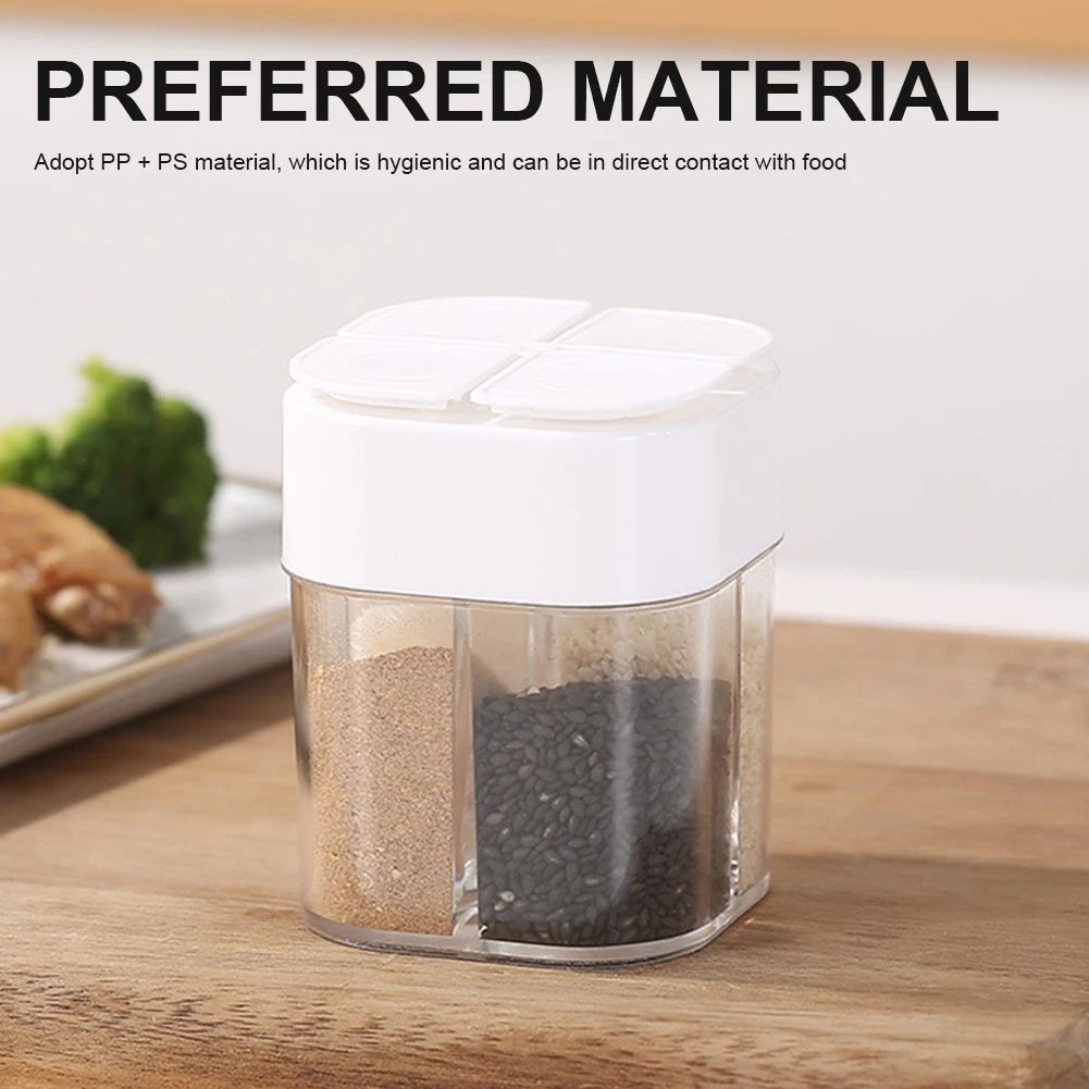 

BBQ Pepper Bottles Salt Shakers Four Compartment Spice Cruet Seasoning Jar Set Kitchen Storage Organizer Spice Storage Jars