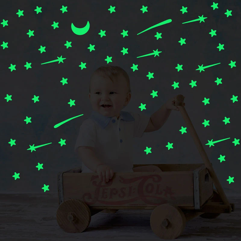 Зеленый синий светящиеся звезды 103 + 5 шт. метеоритные настенные стикеры Стикеры