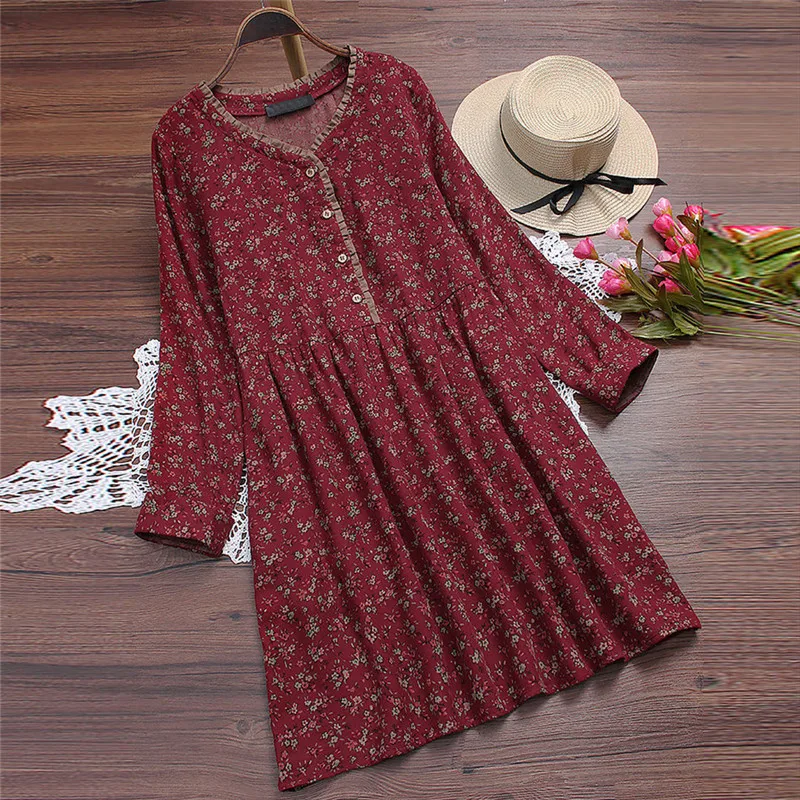 Женское весенне осеннее платье 2019 плюс размер женское Повседневное с цветочным