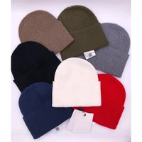 2021 new women men wool hat unisex fall winter beanie sports cap thermal outdoors striped solid knit one size warmer adult hat