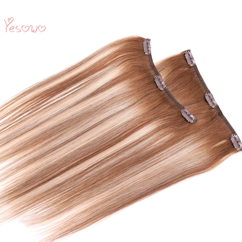Yesowo 4/27/4 # выделить индийские Волосы remy утка с зажимами для наращивания на всю