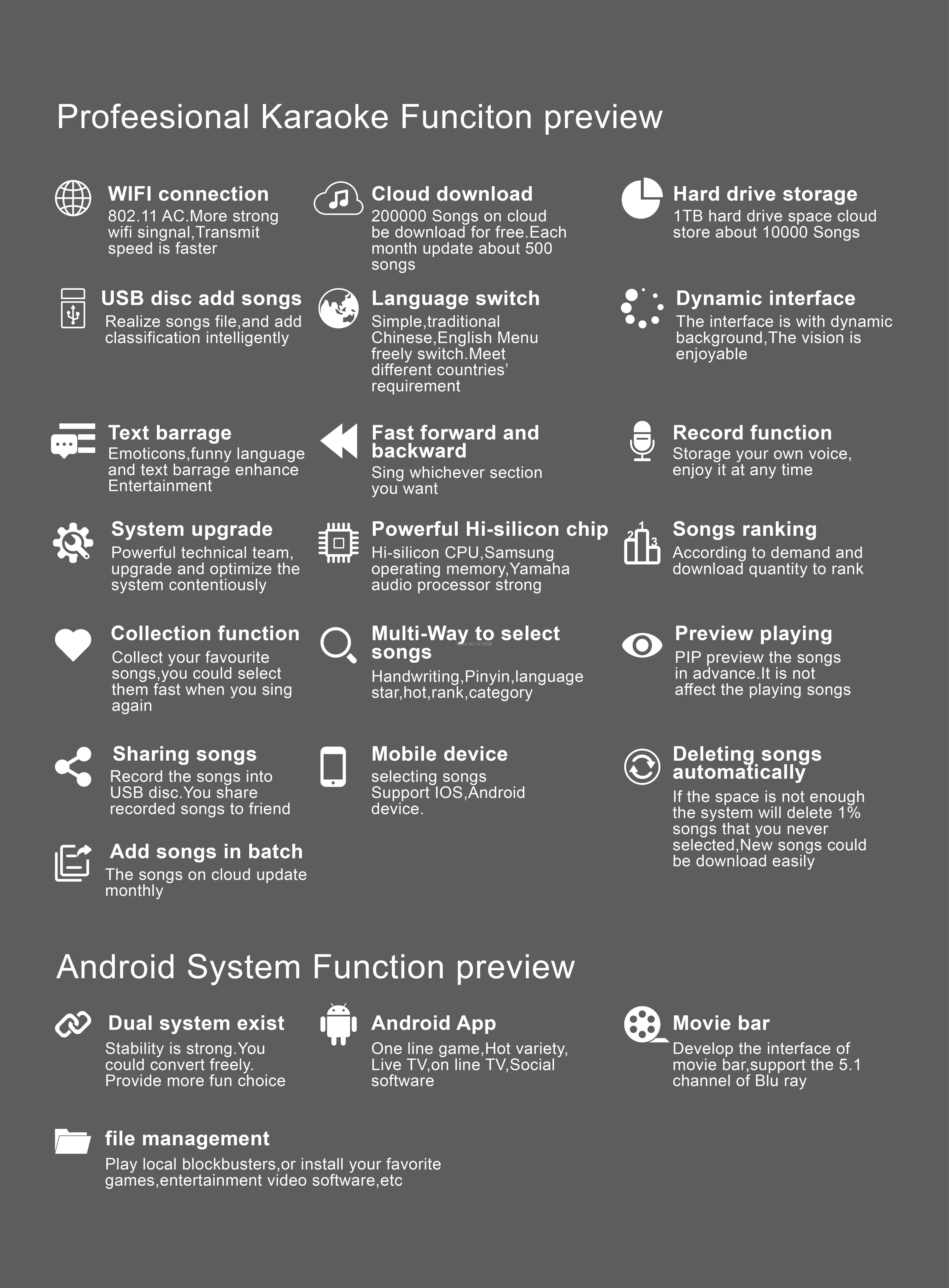 Сенсорный экран Экран караоке плеер + 2UHF Беспроводной микрофон для смеситель