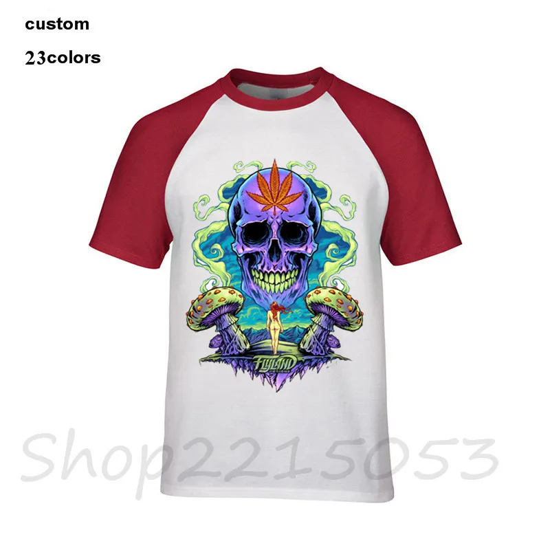 Мужская футболка с забавным фиолетовым черепом каннабиса грибами