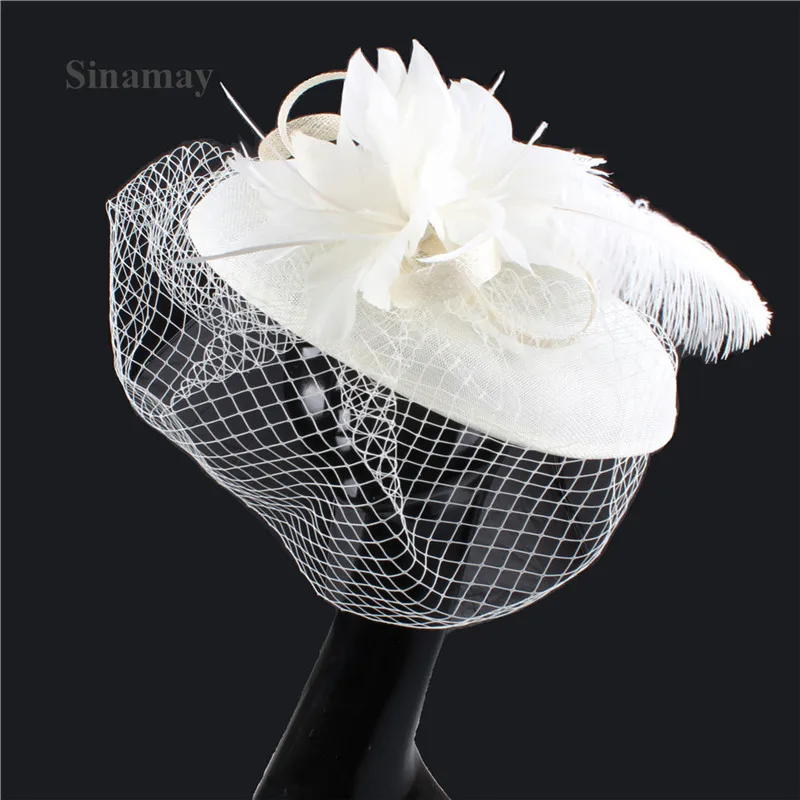 

Vintage Fashion Woman Fascinator Hat Party Headwear Bridal Veils Feather Flowers Chapeau Cap Headpiece Hair Clips Elegant Noble