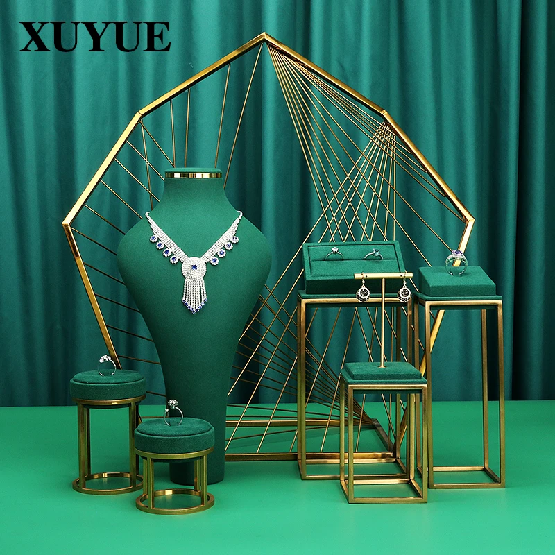 Microfiber Metal Creative Jewelry Display Props Neck Window Display Props Necklace Display Stand Jewelry Stand