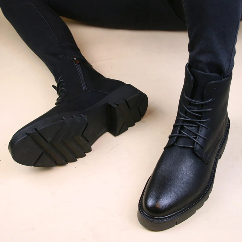 Ботинки мужские зимние из натуральной кожи на молнии меху | Обувь