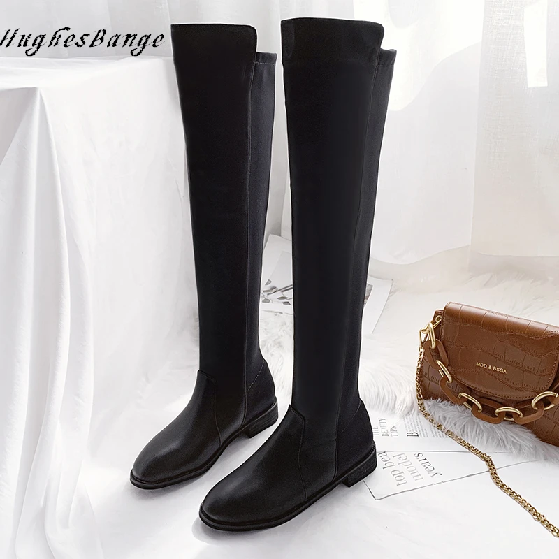 Сапоги до бедра женская обувь Цвет Черный Сезон Зима удобные эластичные сапоги