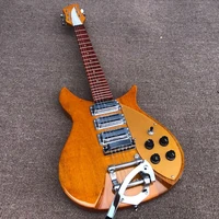 6 strings electric guitar ricken 325 mahogany body rosewood fretboard amber gloss finish bigsby tremolo fast shipping