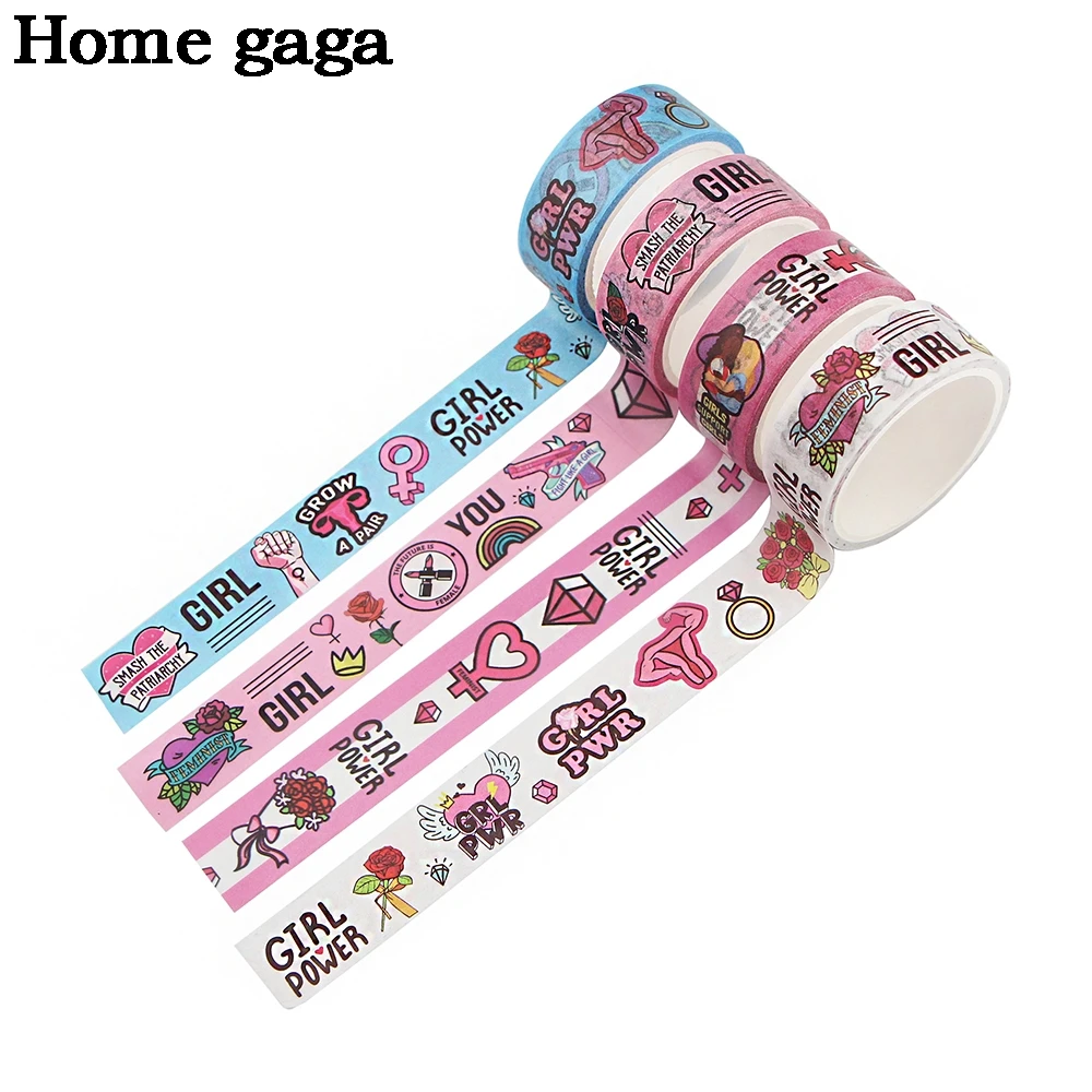 

D3287 Homegaga 15mmX5m Feminist Decorative Paper Sticker DIY Scrapbooking Sticker Adhesive Paper Tape Washi Tape