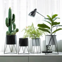 creative geometric flowerpot living room home decoration ornaments simple modern iron flower stand flower green plant container