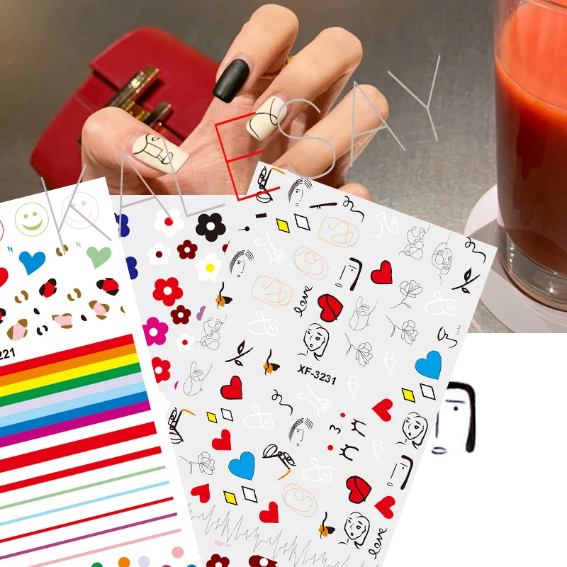 Наклейки для дизайна ногтей 3D наклейка на цветок самоклеющиеся DIY наклейки