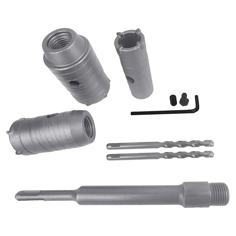 

Hole Saw Kits SDS Plus Shank Hole Saw Cutter with Connecting Rod Drill for Cement Wall Masonry Foam Brick 30mm/40mm/50mm