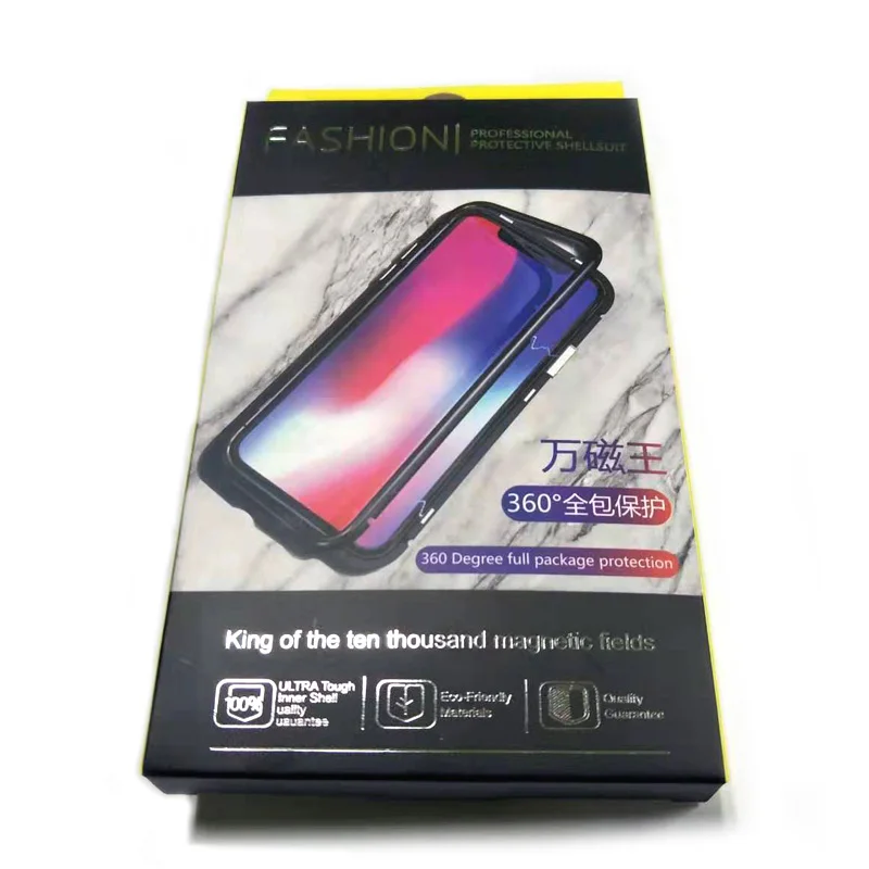 Магнитный металлический чехол для телефона на 360 ° из закаленного стекла iPhone XR XS