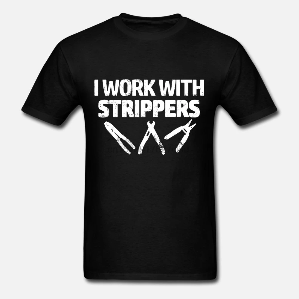 Мужская футболка с надписью I work with stripers science (1) | одежда