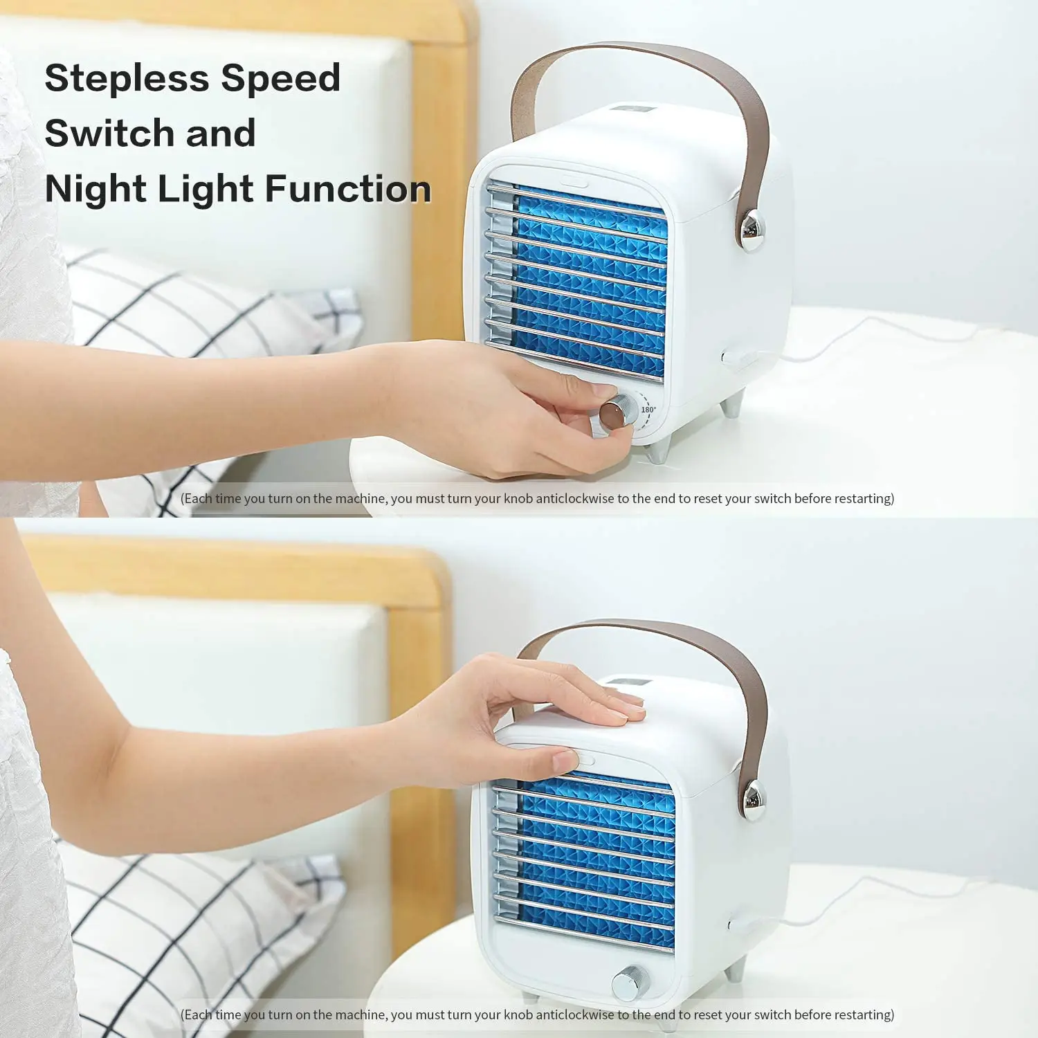 

SMARTDEVIL Portable Air Conditioner Small USB Desktop Air Cooler Built-in Ice Box Cooling Fan Strong Wind Night Light Features