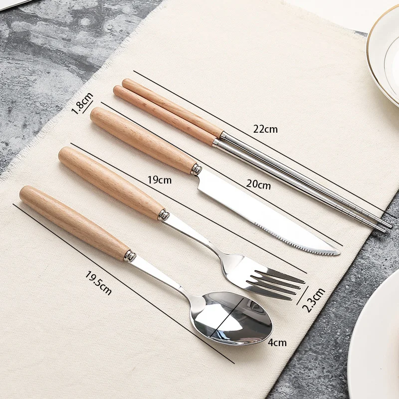 Из нержавеющей стали с деревянной ручкой столовые приборы в западном стиле набор