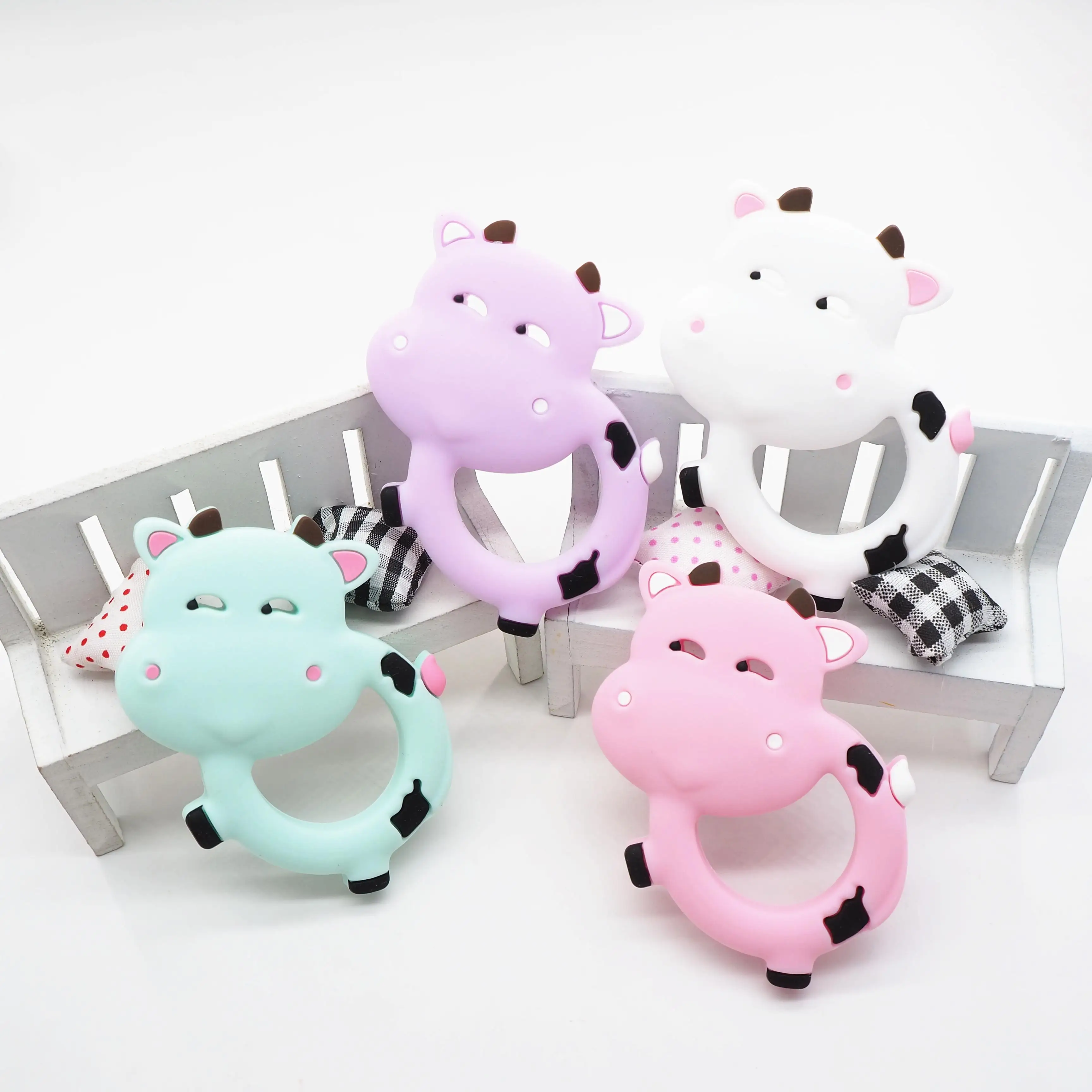 

Chenkai 1PC Silicone Milk Cow Teether DIY Baby Shower Chewing Pendant Nursing Sensory Animal Teething Pacifier Dummy Toy Gfit