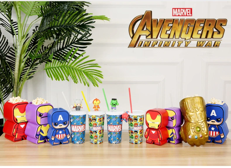 Disney Marvel Aavengers Человек-паук 2 фигурки чашки с картинками из мультфильмов игрушки Marvel Человек-паук чашка для воды попкорн игрушка с бочкой для детей Funs