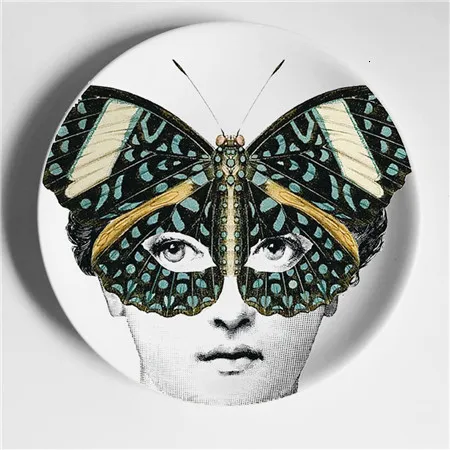 15 Fornasetti черно-белая иллюстрационная тарелка, настенная тарелка, домашний декор для отеля, человеческое лицо, керамическая посуда для декора стен - Цвет: 15