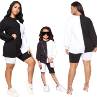 womens 2021 summer new black and white hit fashion parent child set new mom and daughter matching clothes