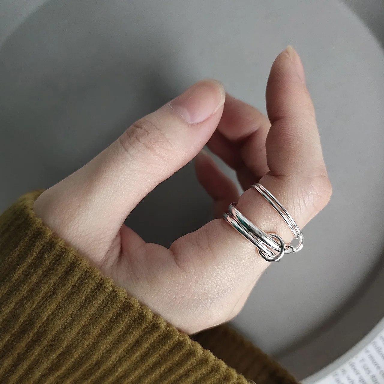 Корейская версия 925 кольцо из стерлингового серебра ручной работы тяжелой