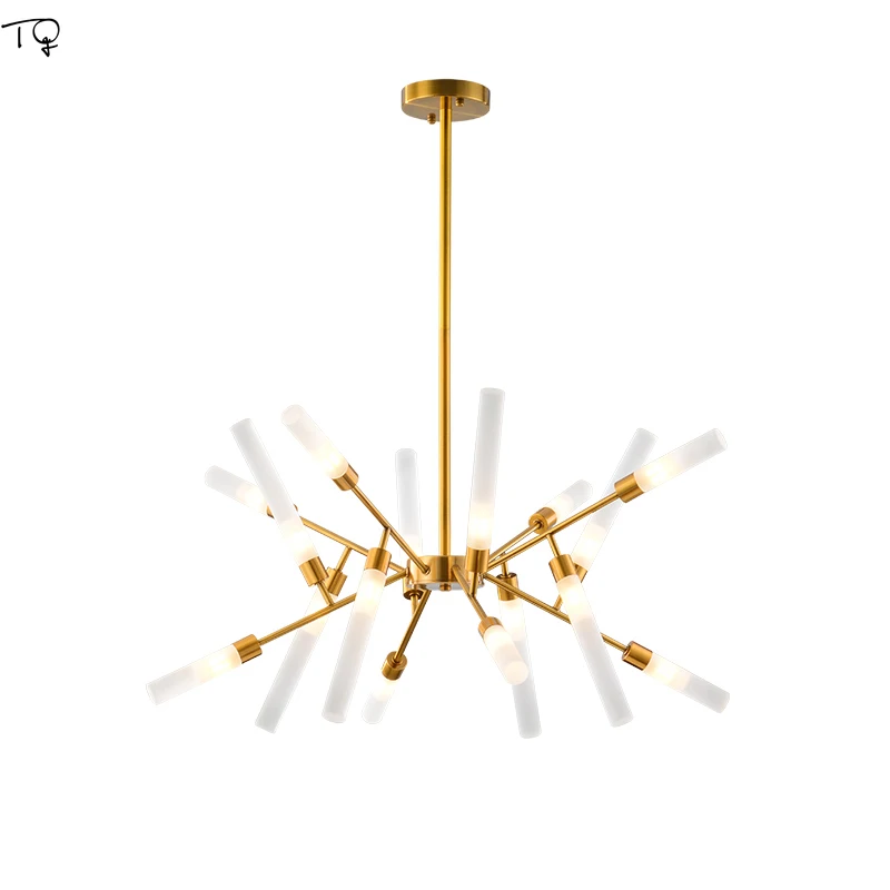 

Скандинавская Современная Минималистичная Золотая люстра, светодиодный светильник из металла и стекла, комнатное освещение для гостиной, ...
