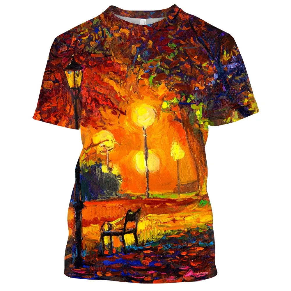 

2021 New Retro t-shirt men women summer fashion Art painting 3D tshirt Street personality trendy tops