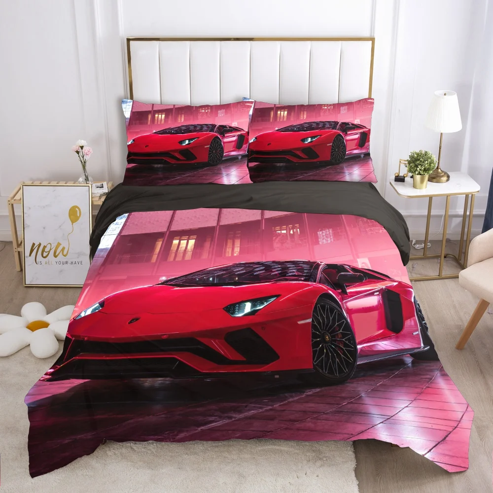 

Bedding set Queen King Full Double Duvet cover set pillow case Bed linens Quilt cover 240x220 240*260 Car Red sports car