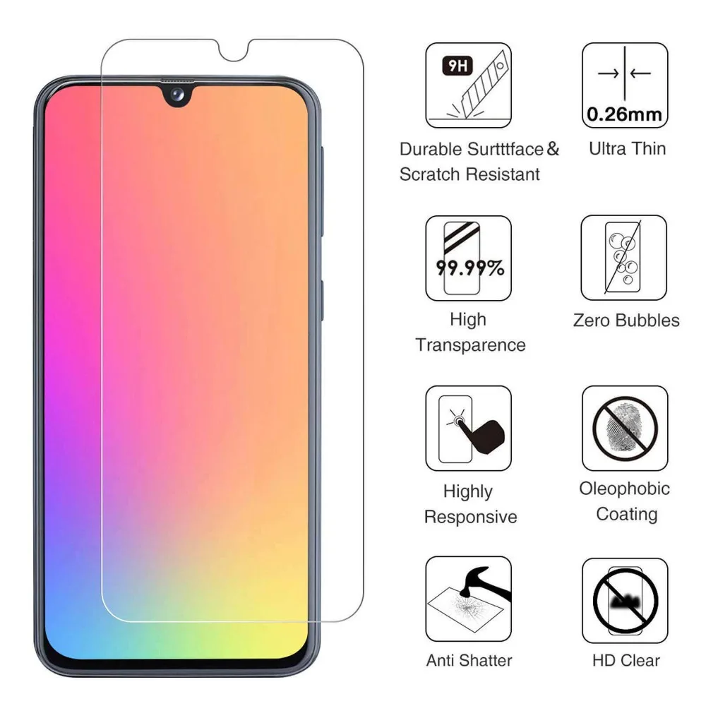 2 шт закаленное стекло для samsung Galaxy A30 A50 протектор экрана 9H защитная пленка на A70 A40 A60 A90 M10 M20 M30 A10