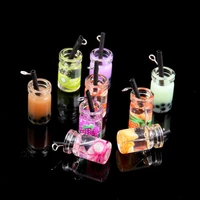 10pcs pendant charms 3d transparent glass sweet candy drink bottle resin pendants for jewelry making diy necklace accessory