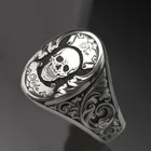 Уникальное винтажное бриллиантовое кольцо для мужчин, кольцо в стиле панк с изображением сатаны, байкерские украшения