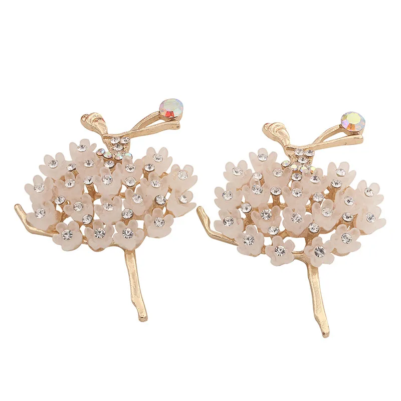 

48mm Dancing Ballet Alloy Craft Supplies For Weddings Gold Diy Hair Bow Accessories Flat Back Rhinestone Embellishments 2pieces