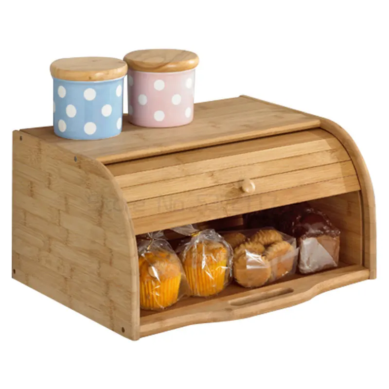 

Dustproof bread box Bamboo snacks Sundries storage boxs Solid wood creative storage box With drawer Kitchen shelf