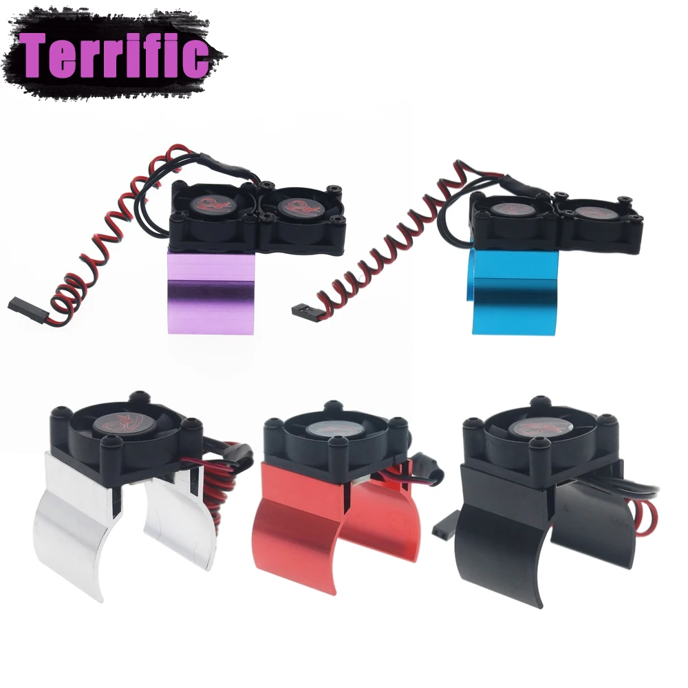 

36MM Radiator Single Double Fan With Sensors for 1/10 RC Car Axial TRX4 SCX10 Tamiya 3650 Brushless Motor 540 550 Brush Motor