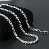 3 0mm unisex stainless steel boxr chain necklaces punk accessories lobster clasp vintage male female jewelry gifts necklace