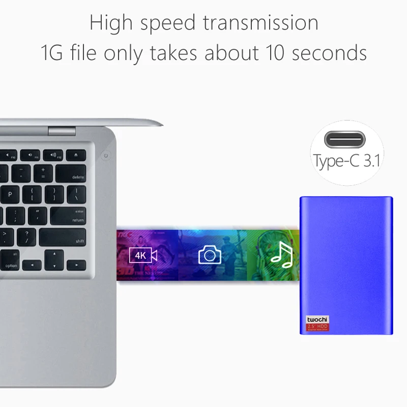 TWOCHIƈ.5 дюймов внешний жесткий диск USB3.1 дисковый накопитель на жестком диске