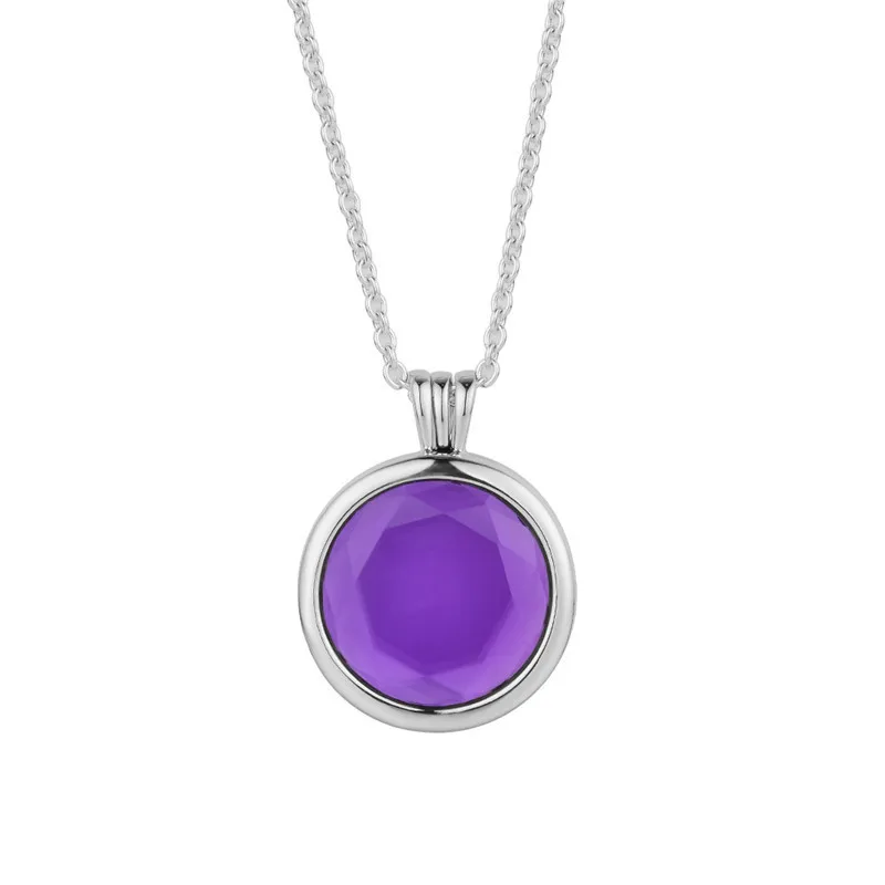 

Purple Faceted Glass Signature Round Floating Locket Necklaces for Women DIY 925 Sterling Silver Choker Necklaces Jewelry Female