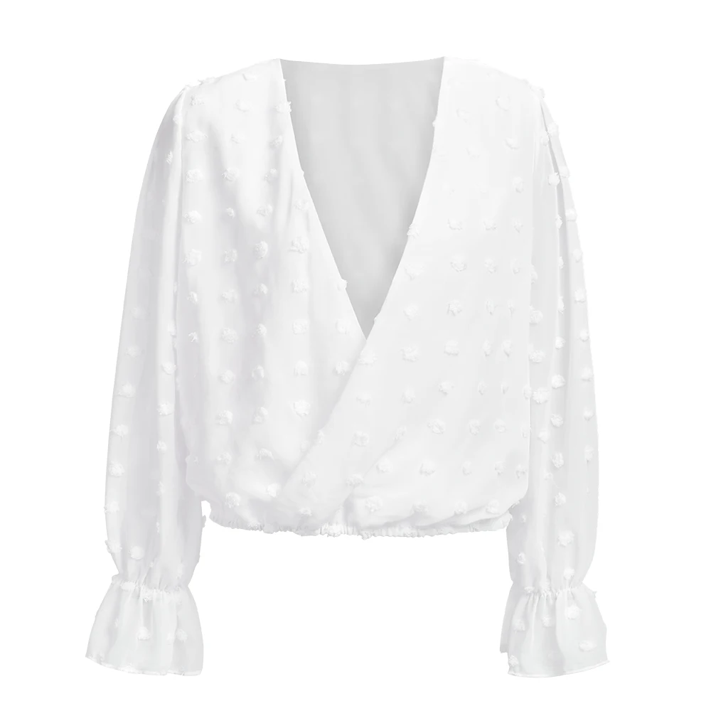 Распродажа Женский Топ с глубоким V образным вырезом белая жаккардовая Модная