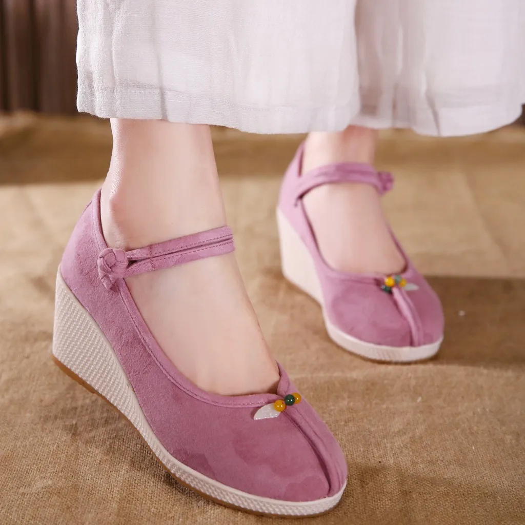 SAGACE/обувь с вышивкой Женская обувь в винтажном стиле изящная элегантная Тканевая