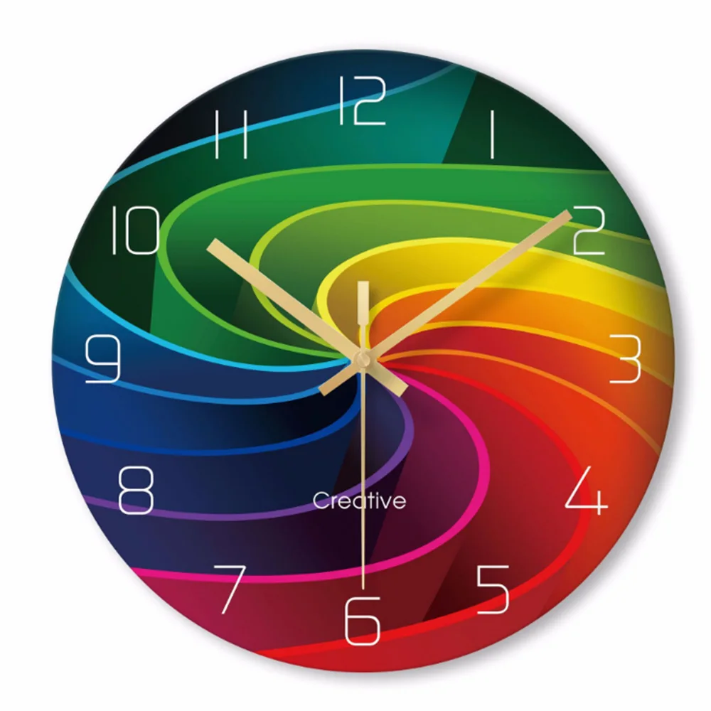 New Quartz Wall Clock Creative Colorful Modern Rainbow Abstract Art Style Clocks Fantastic for Home Decor W | Дом и сад